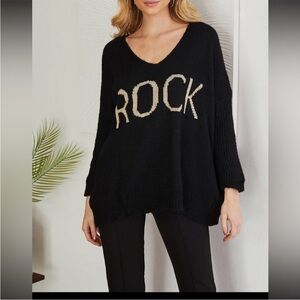 MADE IN ITALY LONG SLEEVE STITCHED LUREX NECK EXPECT PRINT